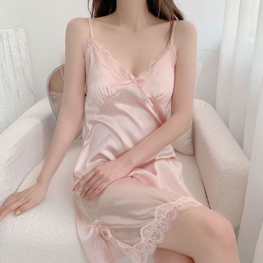（情趣内衣）性感蕾丝吊带睡衣裙 （粉色）